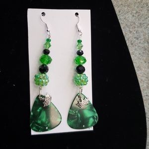 Green Guitar pick Earrings